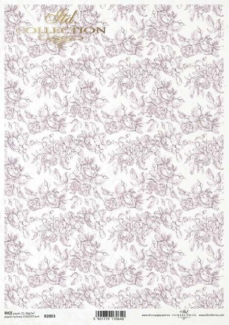 wallpaper flowers in shades of pink ITD Collection decoupage paper | Size A4 - 210x297 mm | 8.27x11.7 in | weight 30-35 gsm