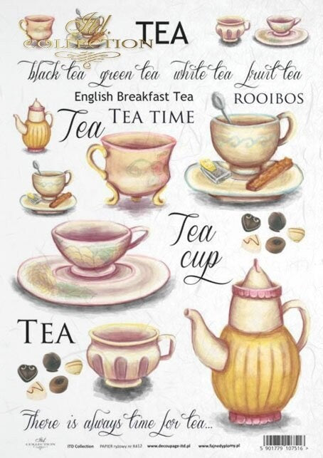 Tea Time ITD Collection decoupage paper | Size A4 - 210x297 mm | 8.27x11.7 in | weight 30-35 gsm