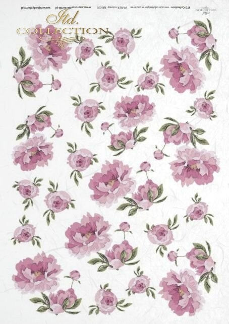 flowers peony ITD Collection decoupage paper | Size Paper A4 - 210x297 mm | 8.27x11.7 in | paper weight 30-35 gsm R0035