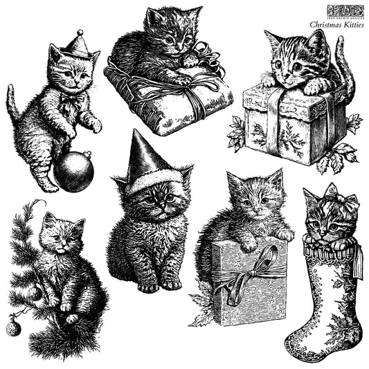 Christmas Kitties 12 x 12 IOD stamp - by Iron Orchid Designs Limited Christmas Release