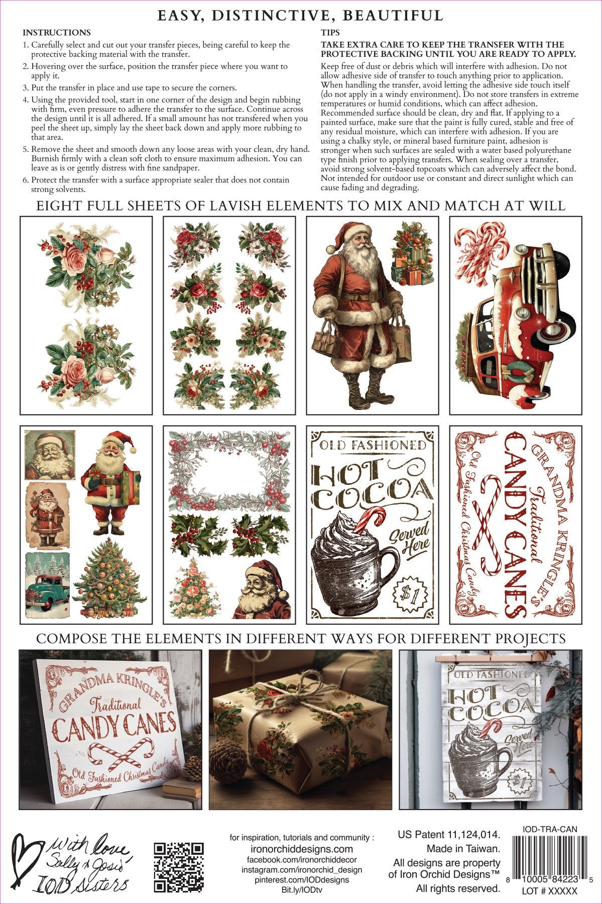 Candy Cane Cottage IOD Transfer Pad with (8) 8 X 12 Sheets by Iron Orchid Designs Rub-On Furniture Transfer Decal Limited Christmas Release