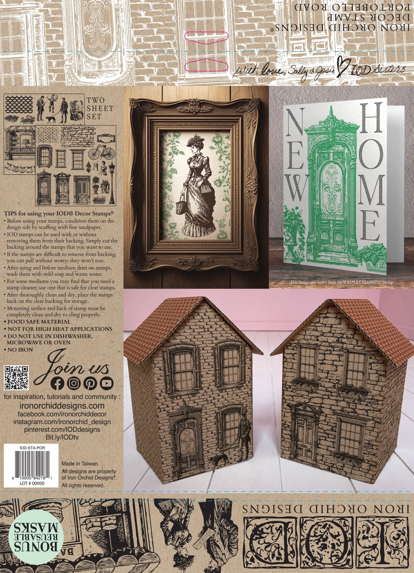 Portobello Road 12 x 12 IOD stamp 2 sheets - by Iron Orchid Designs Limited Christmas Release