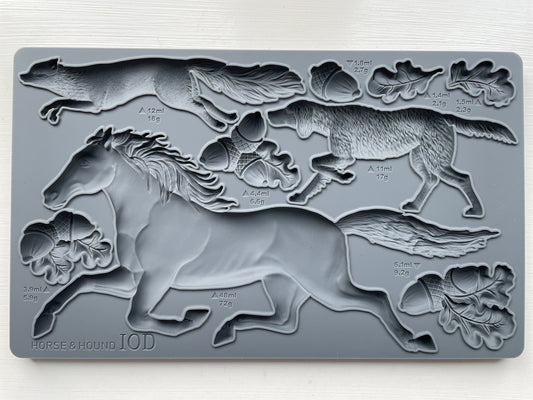 Horse and Hound IOD décor mould 6 x 10 - by Iron Orchid Designs