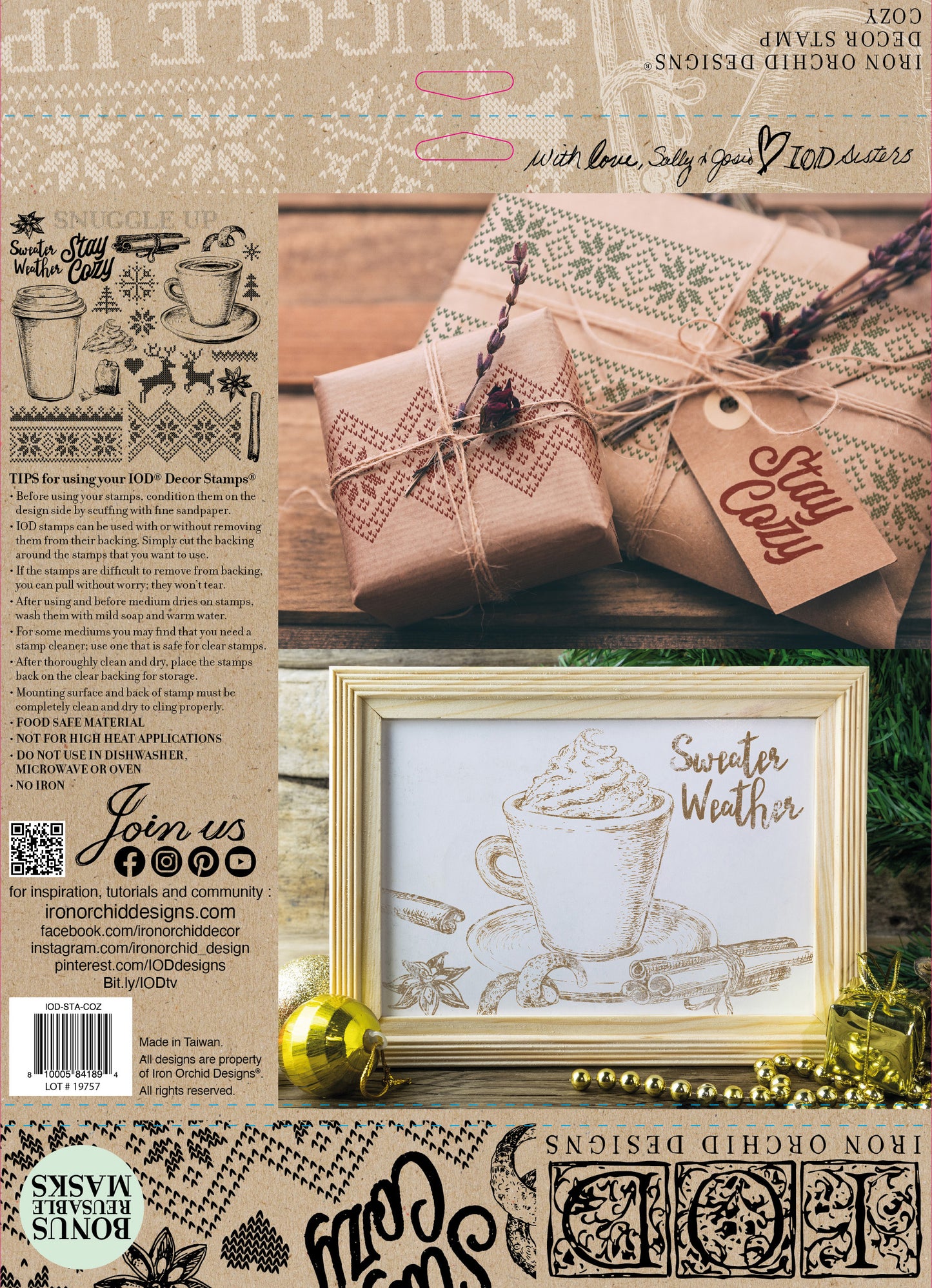 Cozy 12 X 12  IOD stamp - by Iron Orchid Designs - Limited Release
