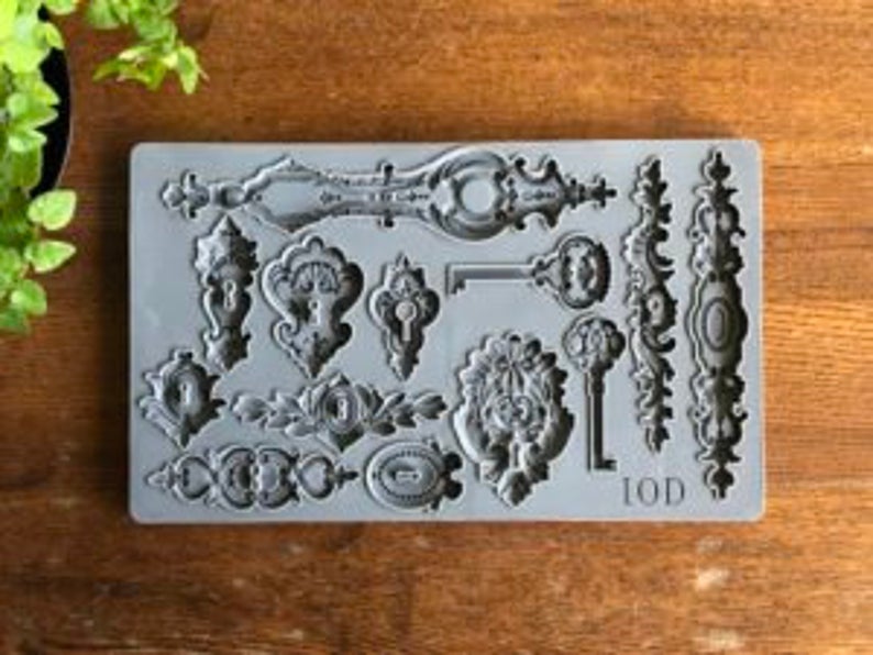 Lock and Key IOD décor mould 6 x 10 - by Iron Orchid Designs