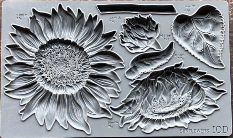 Sunflowers IOD décor mould 6 x 10 - by Iron Orchid Designs