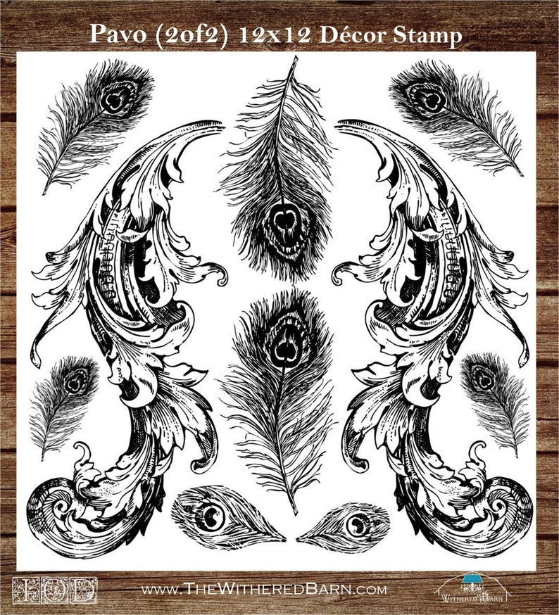 Pavo 12 X 12  IOD stamp 2 sheets - by Iron Orchid Designs