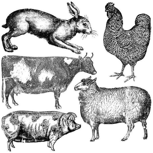 Farm animals 12 x 12 IOD stamp - by Iron Orchid Designs