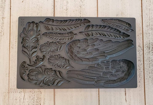 Wings and Feathers IOD décor mould 6 x 10 - by Iron Orchid Designs