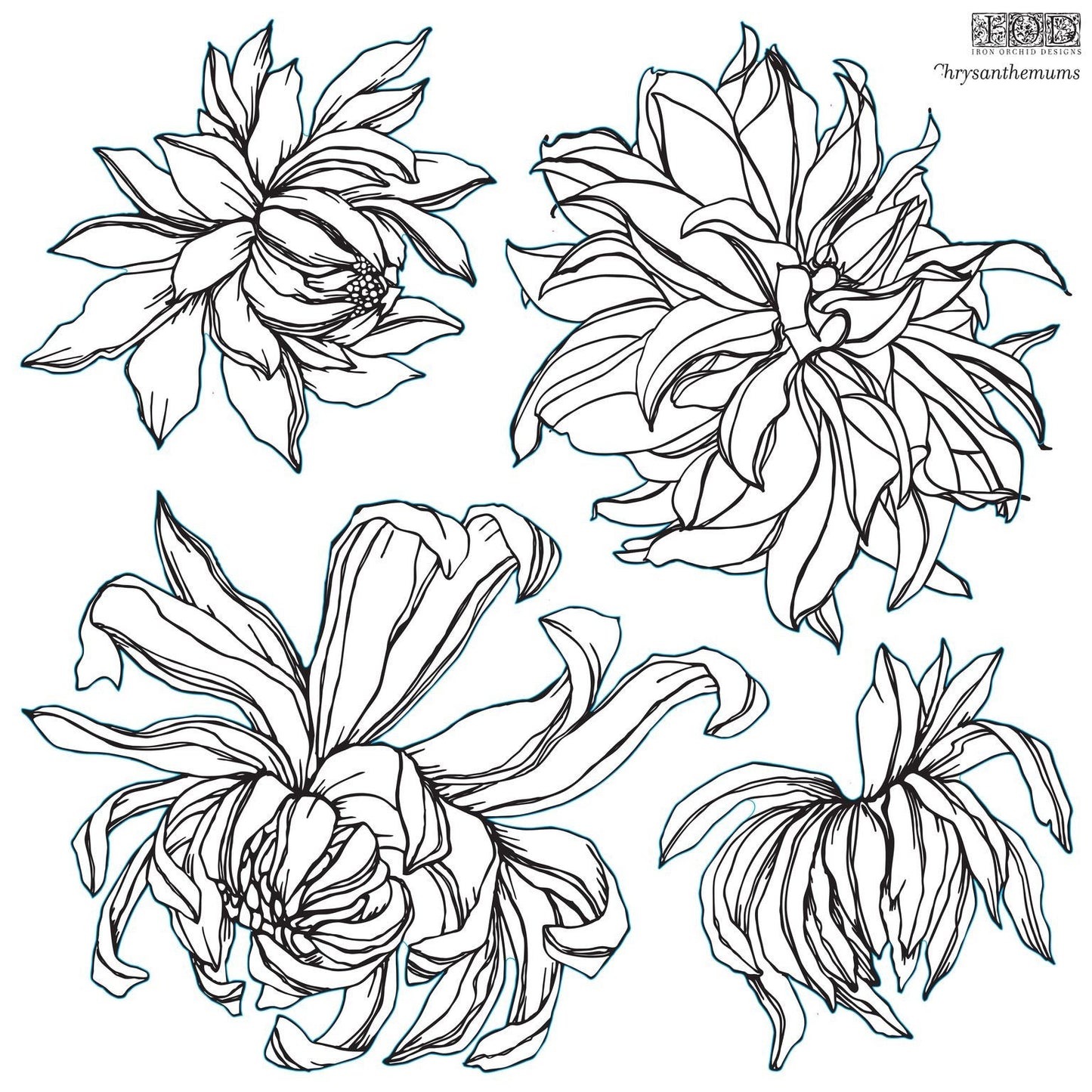 Chrysanthemum 12 X 12  IOD stamp 2 sheets - by Iron Orchid Designs